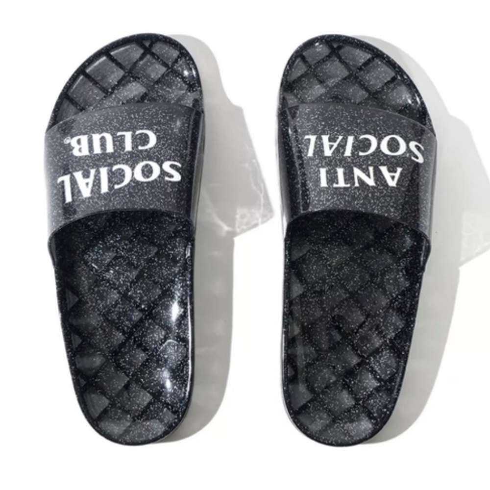 BRAND NEW GLITTER FLIP FLOPS - ANTI SOCIAL SOCIAL CLUB NWT SIZE MENS 9, WOMEN 10